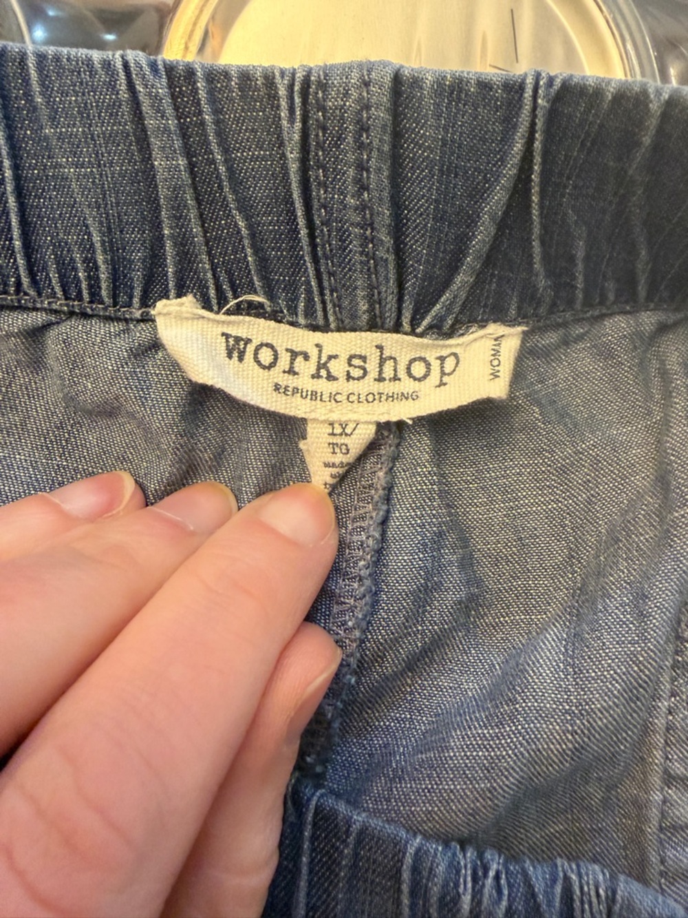 Workshop Republic 1X Chambray Pull-On Shorts Drawstring Cuffed - Picture 5 of 5